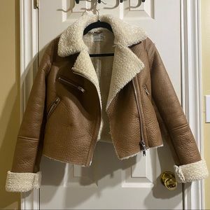 vegan leather zipped jacket